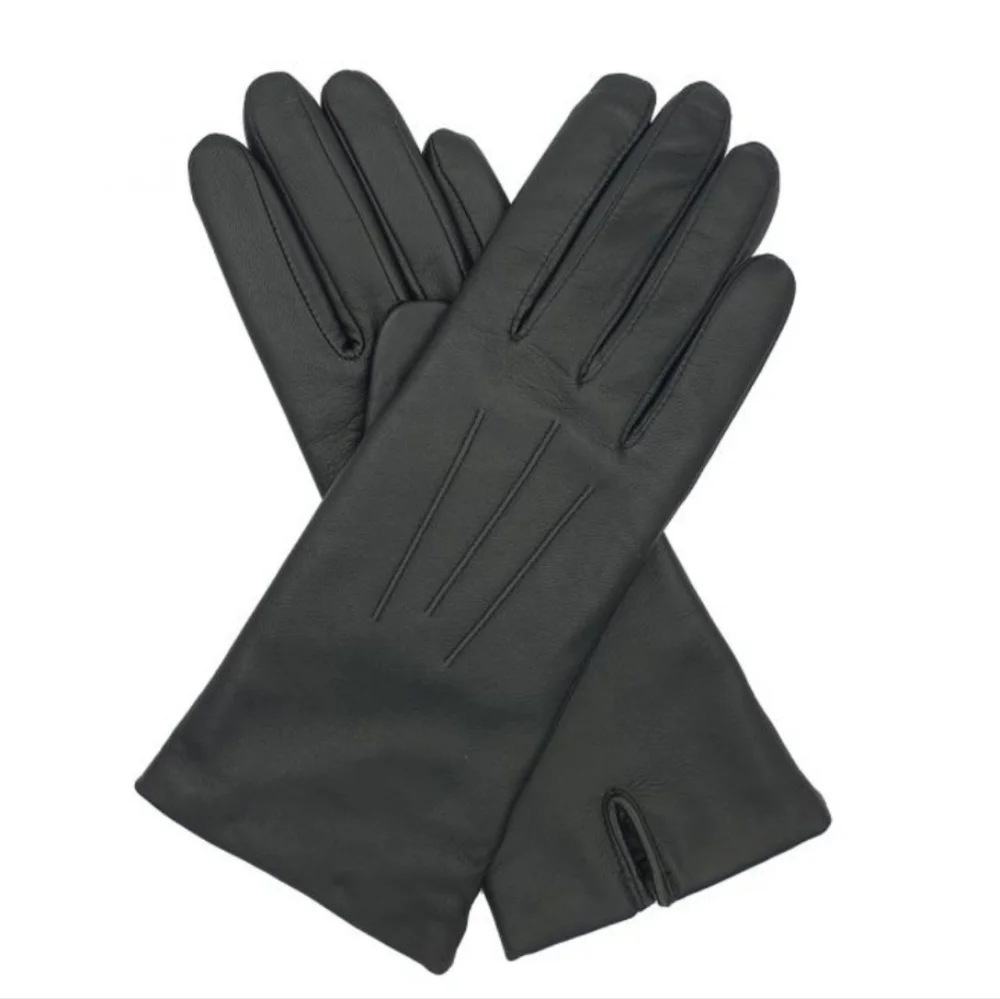 Southcombe cashmere liner leather glove black medium NWT